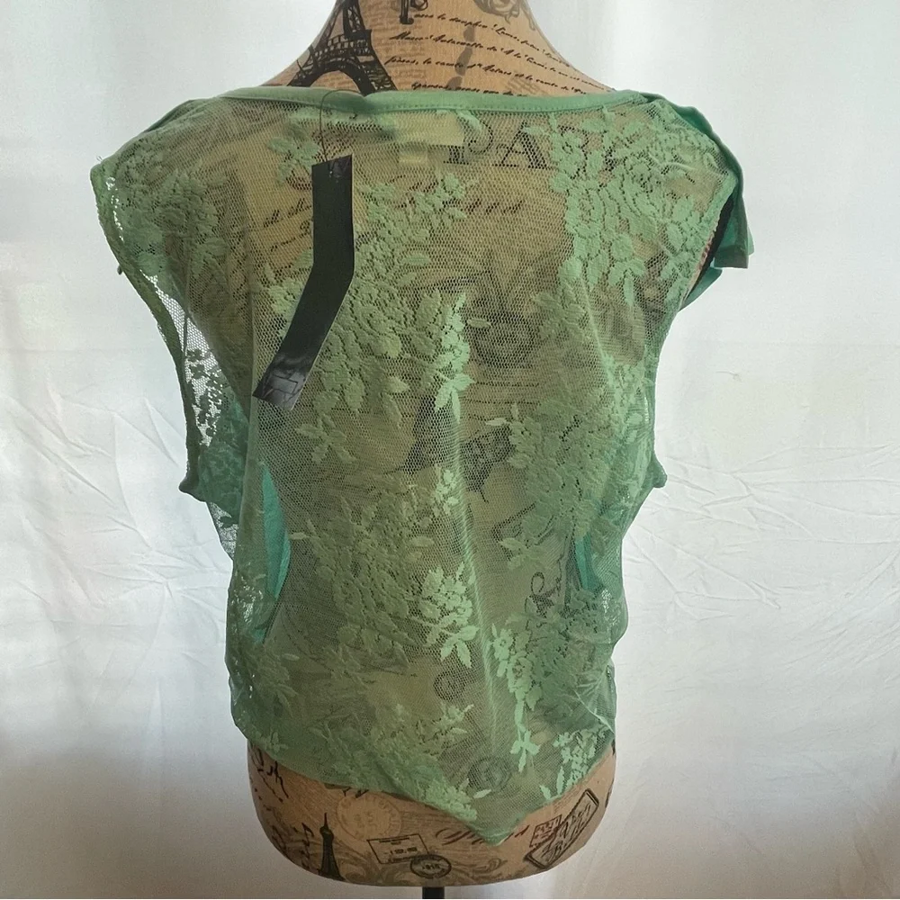 Iris Basic Mint Ruffle Tie-Front Blouse - Picture 3 of 5